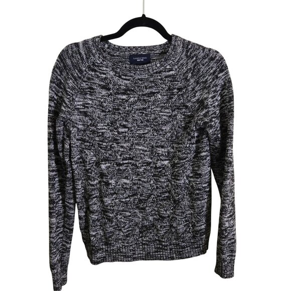 Lands' End Drifter Navy Marled CableKnit Crewneck Sweater Cotton Size M - Picture 1 of 5